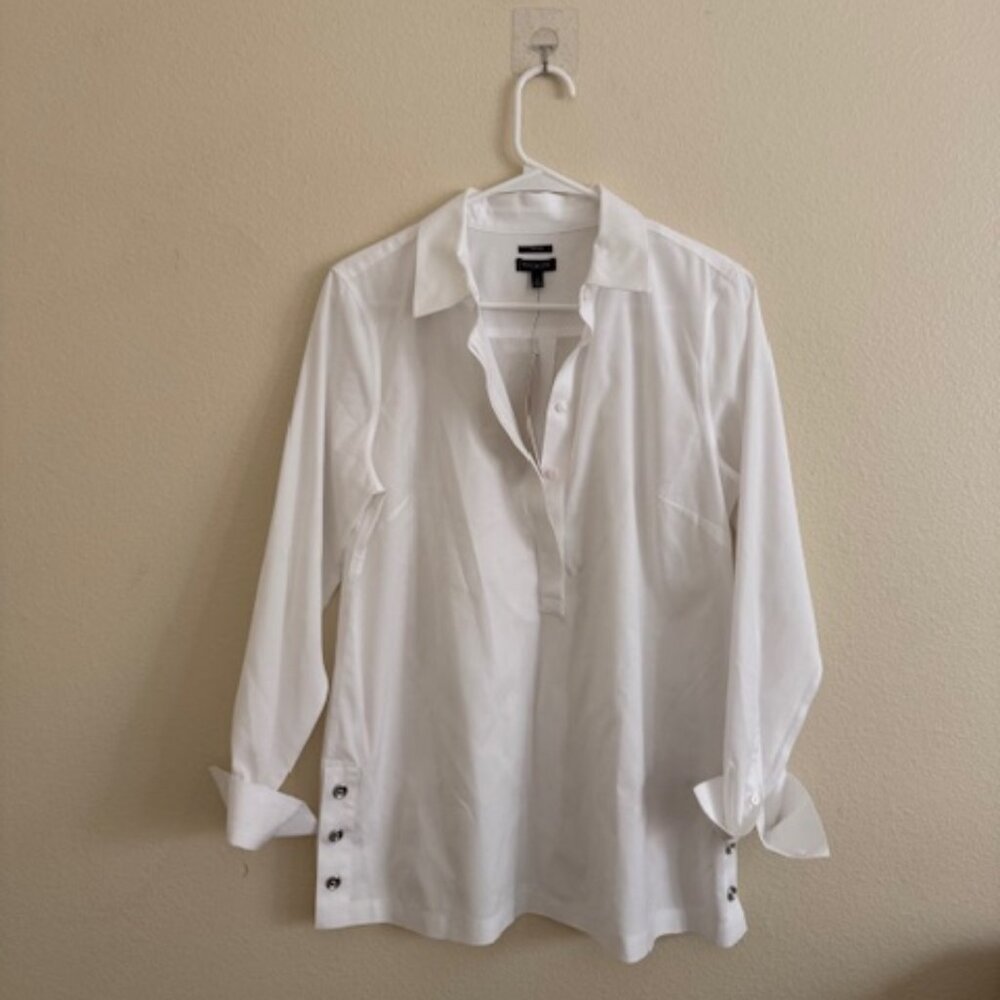 talbots non iron white tunic shirt nwt